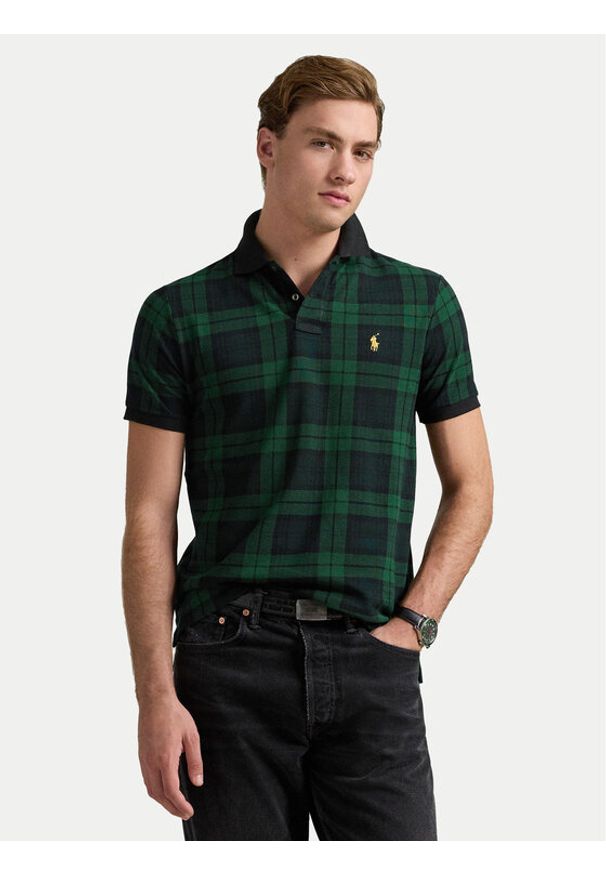 Polo Ralph Lauren Polo 710962013001 Zielony Custom Slim Fit. Typ kołnierza: polo. Kolor: zielony. Materiał: bawełna