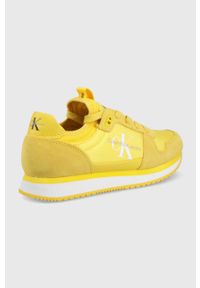 Calvin Klein Jeans buty kolor żółty. Zapięcie: sznurówki. Kolor: żółty. Materiał: skóra, guma