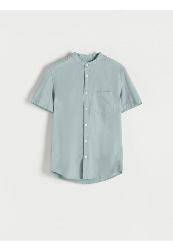 Reserved - Koszula regular fit - miętowy. Kolor: miętowy. Materiał: bawełna