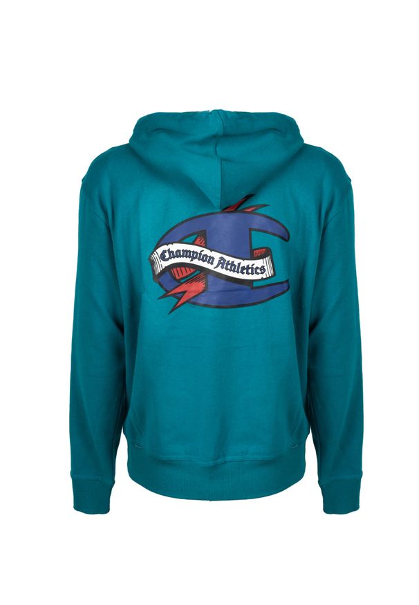 Champion Bluza "Hoodie" | HBGF89H586NKA | Mężczyzna | Turkusowy. Okazja: na co dzień. Typ kołnierza: kaptur. Kolor: turkusowy. Materiał: poliester, bawełna. Wzór: aplikacja, nadruk. Styl: casual