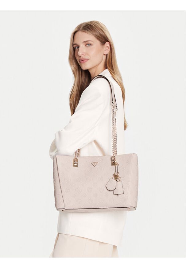 Guess Torebka Tisha HWPD77 64230 Beżowy. Kolor: beżowy. Materiał: skórzane