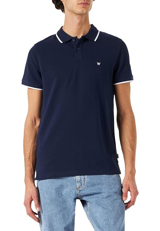 Wrangler - WRANGLER SS PIQUE MĘSKA KOSZULKA POLO NAVY W7MGK4114. Typ kołnierza: polo