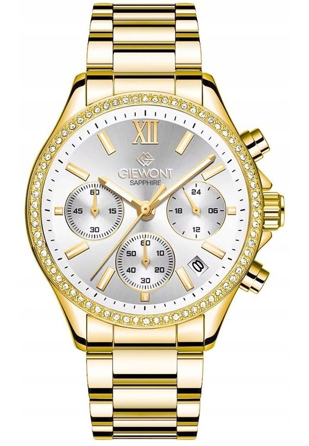 Zegarek Giewont Zegarek Damski Giewont Sapphire Złoto Srebrny GW3670-B2. Kolor: srebrny, złoty, wielokolorowy