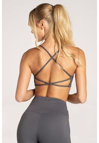 GYM GLAMOUR - Stanik fitness cardio damski Gym Glamour open back. Kolor: szary. Sport: fitness