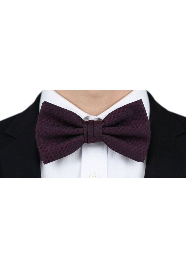 Mucha Męska z Poszetką - Chattier - Bordowa, Mikrowzór. Kolor: czerwony. Styl: elegancki, sportowy