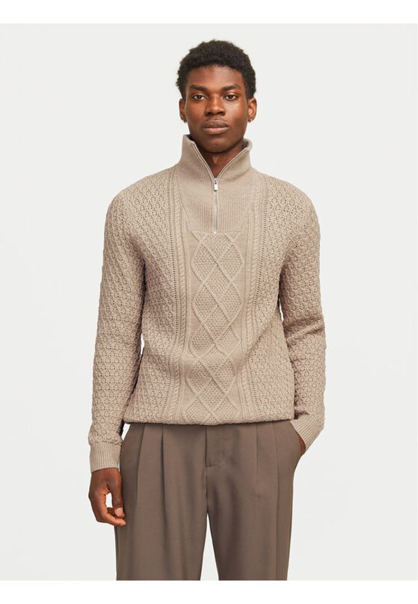 Jack & Jones Sweter Blunorth 12261780 Beżowy Regular Fit. Kolor: beżowy. Materiał: syntetyk, bawełna