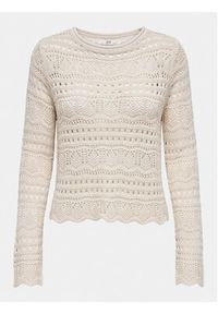 JDY Sweter Sun Lay 15287384 Beżowy Regular Fit. Kolor: beżowy. Materiał: syntetyk