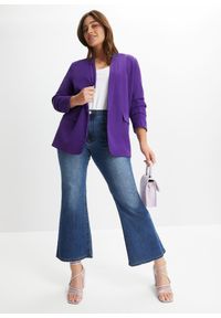bonprix - Żakiet z marszczeniem. Kolor: fioletowy. Długość: długie #3