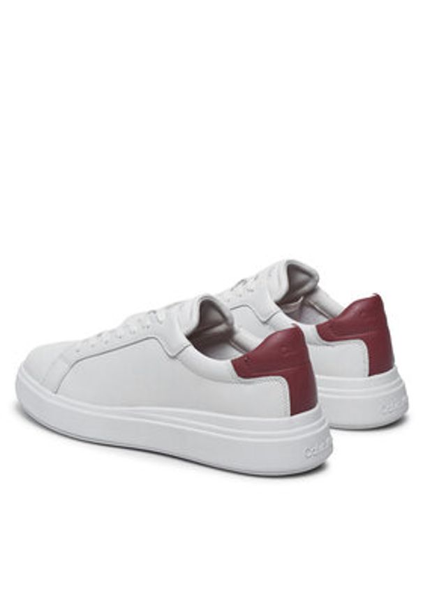 Calvin Klein Sneakersy Low Top Lace Up Lth HM0HM01016 Biały. Kolor: biały. Materiał: skóra