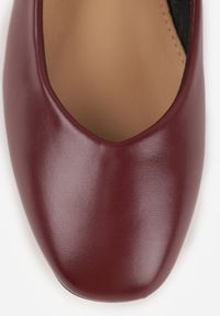 Renee - Bordowe Balerinki w Stylu Mary Jane z Paskiem z Cyrkoniami Cireris. Okazja: na imprezę. Zapięcie: pasek. Kolor: czerwony. Materiał: jeans. Styl: elegancki, klasyczny #5