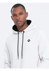 Ombre Clothing - Bluza męska z kapturem z kieszenią na zamek - biała V3 - Rozmiar: L. Typ kołnierza: kaptur. Kolor: biały. Materiał: materiał, poliester, bawełna