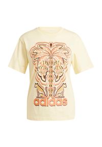 Adidas - Koszulka adidas x FARM Rio Graphic. Kolor: żółty. Materiał: bawełna. Sport: fitness