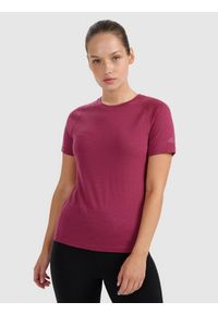 4f - 4F Koszulka trekkingowa z wełną merino damska - różowa XL. Kolor: różowy. Materiał: wełna