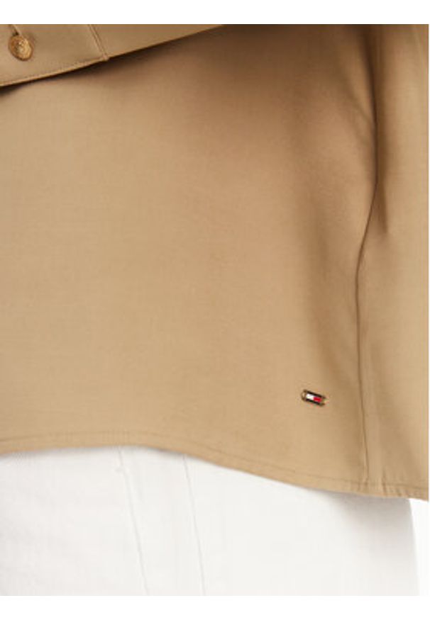 TOMMY HILFIGER - Tommy Hilfiger Bluzka WW0WW44049 Beżowy Regular Fit. Kolor: beżowy. Materiał: wiskoza
