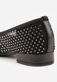 Renee - Czarne Balerinki ze Skórzaną Wkładką Siateczkową Cholewką Kokardą i Cyrkoniami Dorixa. Okazja: na co dzień. Kolor: czarny. Materiał: skóra. Szerokość cholewki: normalna. Styl: casual #5