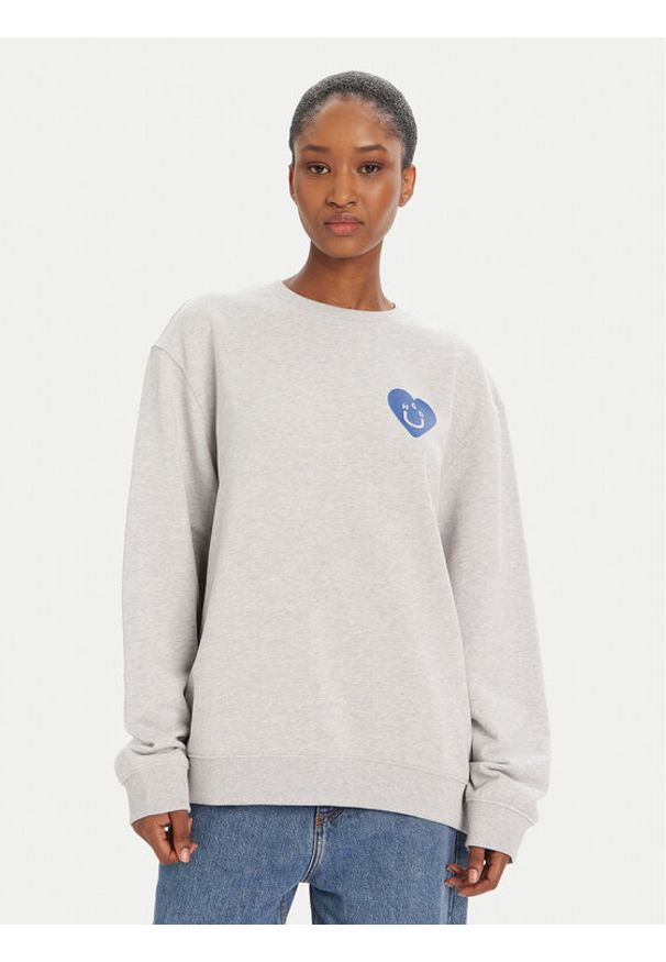 Hugo - HUGO Bluza 50545052 Szary Oversize. Kolor: szary. Materiał: bawełna