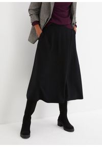 bonprix - Spódnica midi z materiału punto di roma. Kolor: czarny. Materiał: wiskoza, materiał #1