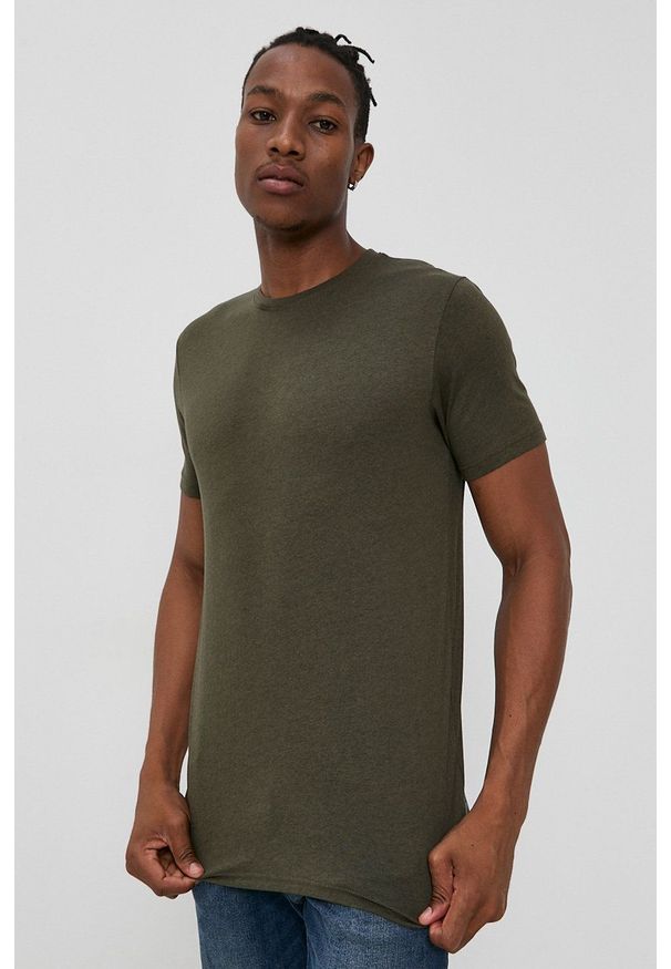 !SOLID - Solid T-shirt męski kolor zielony gładki. Okazja: na co dzień. Kolor: zielony. Materiał: dzianina. Wzór: gładki. Styl: casual