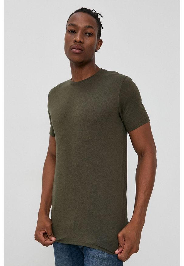 !SOLID - T-shirt. Okazja: na co dzień. Kolor: zielony. Materiał: dzianina. Wzór: gładki. Styl: casual