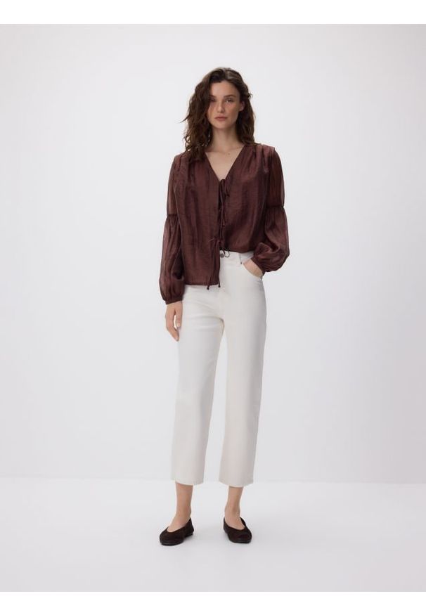 Reserved - Jeansy straight fit - złamana biel