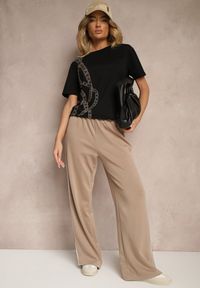 Renee - Czarny T-shirt z Bawełny Ozdobiony Cyrkoniami Lavnelis. Kolor: czarny. Materiał: bawełna. Wzór: aplikacja
