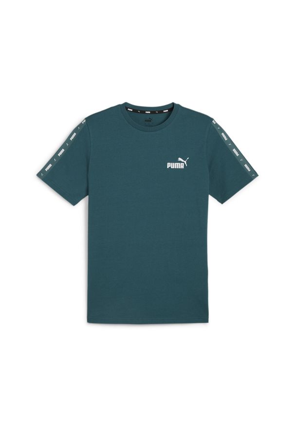 Puma - Męska koszulka Essentials+ Tape PUMA Cold Green. Kolor: zielony. Materiał: bawełna, poliester