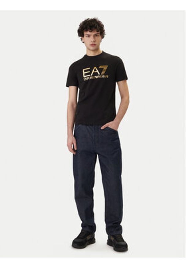 EA7 Emporio Armani T-Shirt 7M001412 AF22264 MC004 Czarny Regular Fit. Kolor: czarny. Materiał: bawełna
