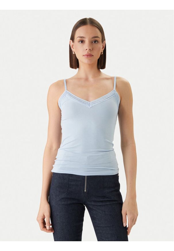 Morgan Top 192-BARBA.N Błękitny Slim Fit. Kolor: niebieski. Materiał: wiskoza