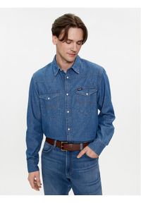 Wrangler Koszula jeansowa Western 112350488 Niebieski Regular Fit. Kolor: niebieski. Materiał: bawełna