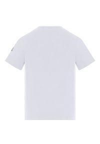 MONCLER KIDS - Biały t-shirt z nadrukiem 4-14 lat. Kolor: biały. Materiał: bawełna. Wzór: nadruk. Sezon: lato. Styl: klasyczny #2