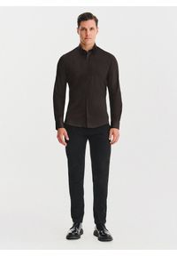 Pako Lorente - PAKO LORENTE – Brązowa koszula męska. Kolor: brązowy. Materiał: bawełna, elastan. Długość rękawa: długi rękaw. Długość: długie #8