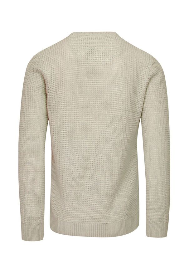 Brave Soul - Sweter Kremowy w Gruby Dziergany Splot, U-neck, Męski -BRAVE SOUL. Kolor: kremowy. Materiał: akryl. Wzór: ze splotem. Sezon: jesień, zima. Styl: elegancki, klasyczny