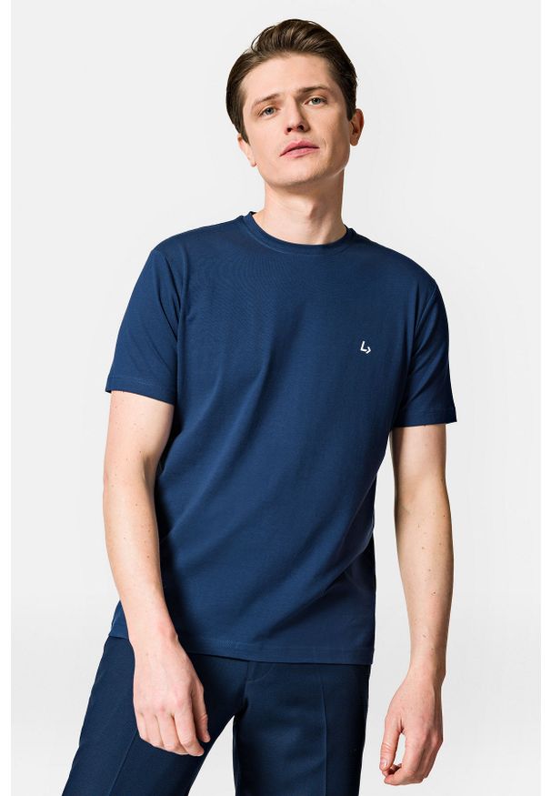Lancerto - Koszulka Szafirowa z Bawełną Linus. Kolor: niebieski. Materiał: bawełna, elastan