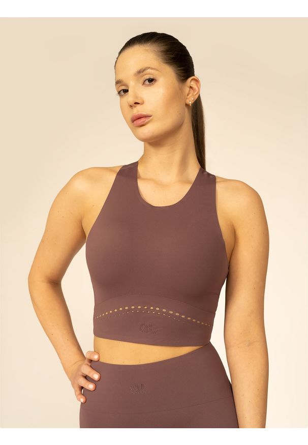 4f - 4F Biustonosz treningowy z niskim wsparciem z materiałów z recyklingu damski 4F x Anna Lewandowska L. Kolor: brązowy. Materiał: materiał. Sport: joga i pilates, fitness