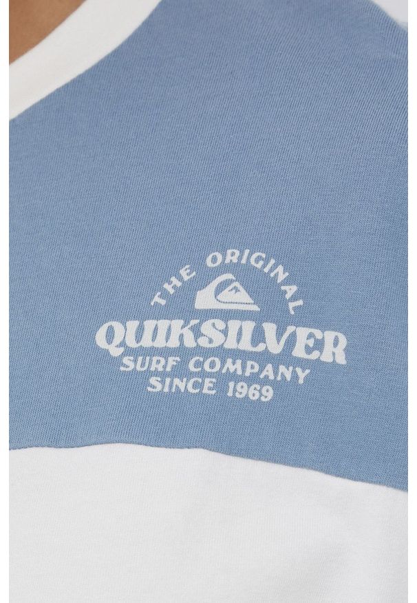 Quiksilver longsleeve bawełniany kolor biały. Kolor: biały. Materiał: bawełna. Długość rękawa: długi rękaw