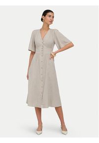 only - ONLY Sukienka codzienna Tizana 15373535 Beżowy Regular Fit. Okazja: na co dzień. Kolor: beżowy. Materiał: bawełna. Typ sukienki: proste. Styl: casual #4