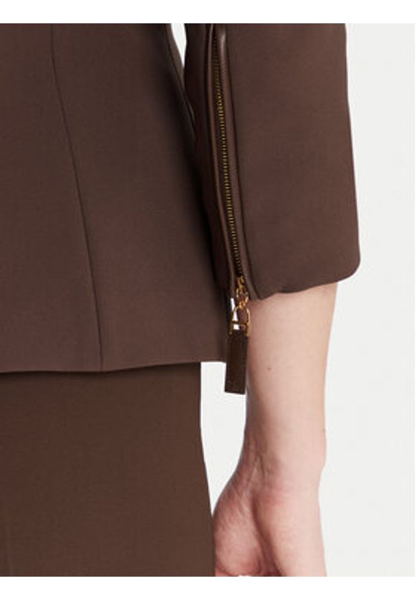Elisabetta Franchi Marynarka GI-174-56E2-V660 Brązowy Regular Fit. Kolor: brązowy. Materiał: syntetyk