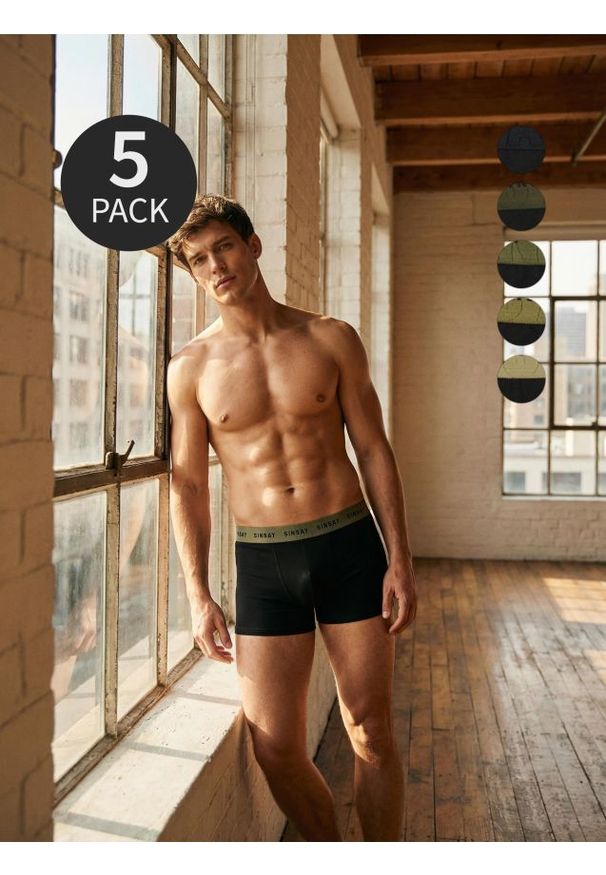 Sinsay - Bawełniane bokserki Classic 5 pack - czarny. Kolor: czarny. Materiał: bawełna