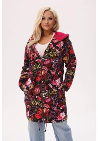 Moda Size Plus Iwanek - Bluza z kapturem Bloom - florystyczny print z akcentem ważek PLUS SIZE XXL OVERSIZE WIOSNA. Okazja: na co dzień. Typ kołnierza: kaptur. Kolekcja: plus size. Materiał: materiał, bawełna, jeans, elastan, tkanina, skóra. Długość: krótkie. Wzór: nadruk. Sezon: jesień, wiosna. Styl: elegancki, casual #1