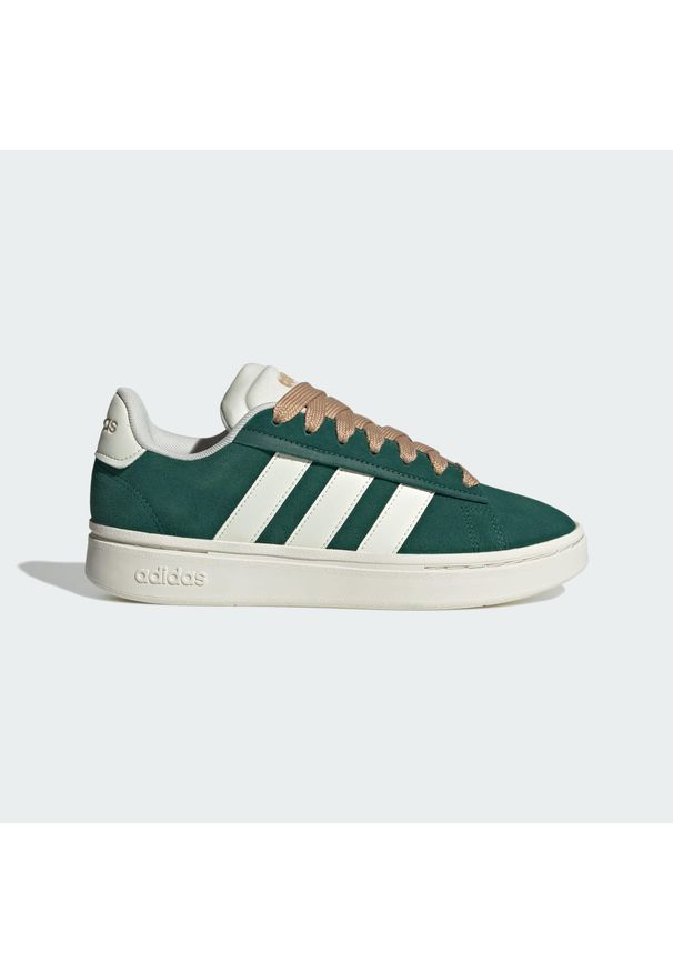 Adidas - Buty Grand Court Alpha. Kolor: biały, beżowy, wielokolorowy, zielony. Materiał: skóra, syntetyk. Styl: elegancki, sportowy