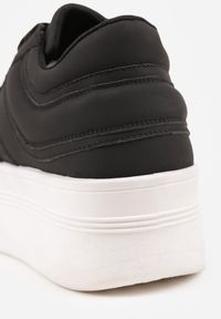 Renee - Czarne Sneakersy Vices na Platformie z Tłoczonym Napisem ze Sznurowaniem Eanneth. Okazja: na spacer, na co dzień. Kolor: czarny. Wzór: napisy. Obcas: na platformie. Sport: turystyka piesza #7