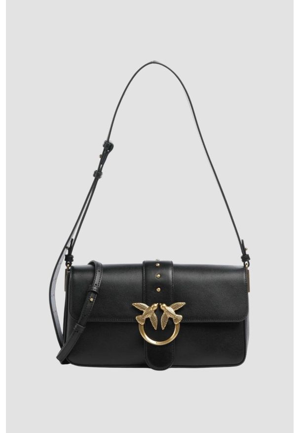 Pinko - PINKO Czarna kopertówka Love One Classic Slouchy Fl Vitello Morbido. Kolor: czarny. Materiał: skórzane. Styl: klasyczny, elegancki