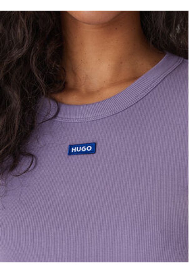 Hugo - HUGO T-Shirt Easy 50523924 Fioletowy Slim Fit. Kolor: fioletowy. Materiał: bawełna