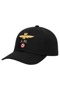 Aeronautica Militare - AERONAUTICA MILITARE Czarna męska czapka z daszkiem. Kolor: czarny. Wzór: haft. Styl: casual, sportowy #4