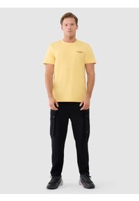 4f - 4F T-shirt regular z nadrukiem męski - żółty XXL. Okazja: na co dzień. Kolor: żółty. Materiał: bawełna, dzianina, jersey. Długość rękawa: krótki rękaw. Długość: krótkie. Wzór: nadruk. Styl: klasyczny, casual, sportowy #2