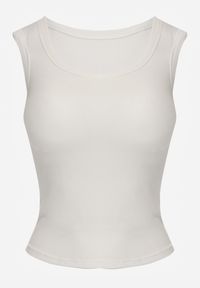 Born2be - Biały Dopasowany Top Bez Rękawów z Wiskozy z Kwadratowym Dekoltem Madu. Okazja: na spacer. Typ kołnierza: dekolt kwadratowy. Kolor: biały. Materiał: wiskoza. Długość rękawa: bez rękawów. Sezon: lato. Styl: klasyczny, elegancki #3