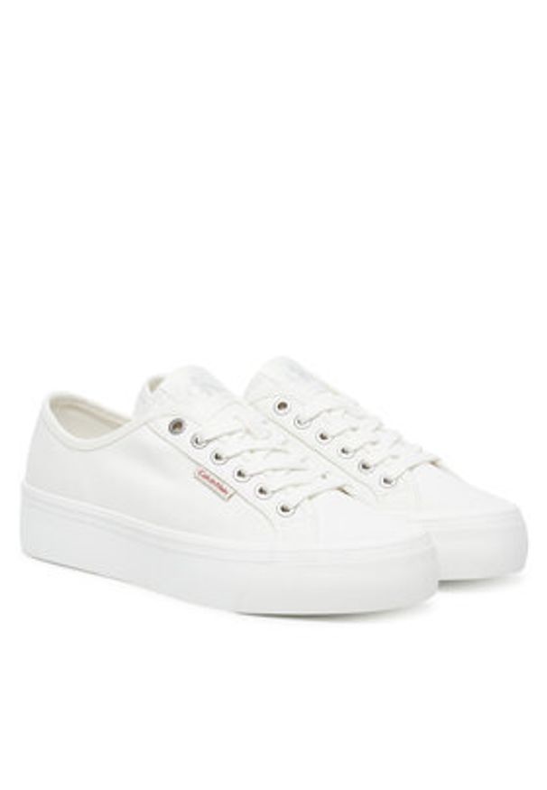 Calvin Klein Jeans Tenisówki Vulc Flatform Ctn Logo Tag YW0YW01838 Biały. Kolor: biały. Materiał: materiał
