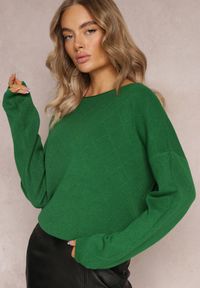 Renee - Zielony Sweter o Luźnym Kroju Enian. Kolor: zielony. Sezon: jesień, zima #1