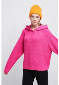 medicine - Medicine sweter damski kolor różowy. Typ kołnierza: kaptur. Kolor: różowy. Materiał: materiał. Długość rękawa: długi rękaw. Długość: długie #3