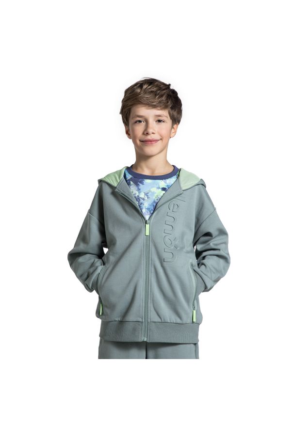 Lemon Explore - Bluza sportowa dziecięca Lemon Exlopre WL5 rozpinana. Typ kołnierza: kaptur. Kolor: zielony. Materiał: bawełna, poliester. Wzór: aplikacja